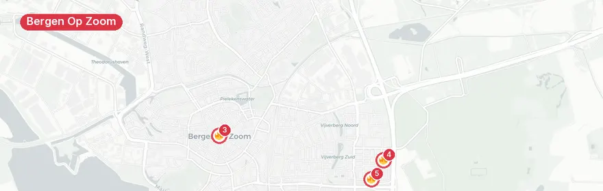 Kaart van Grote flatbrand Heiningen Bergen Op Zoom