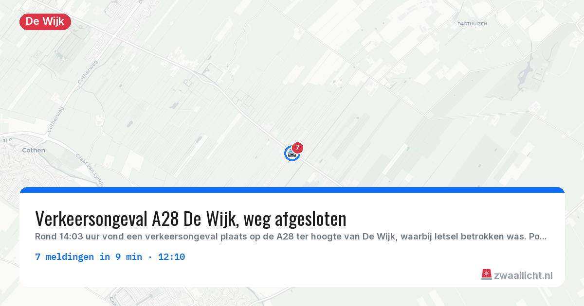Kaart van de activiteitspiek bij De Wijk