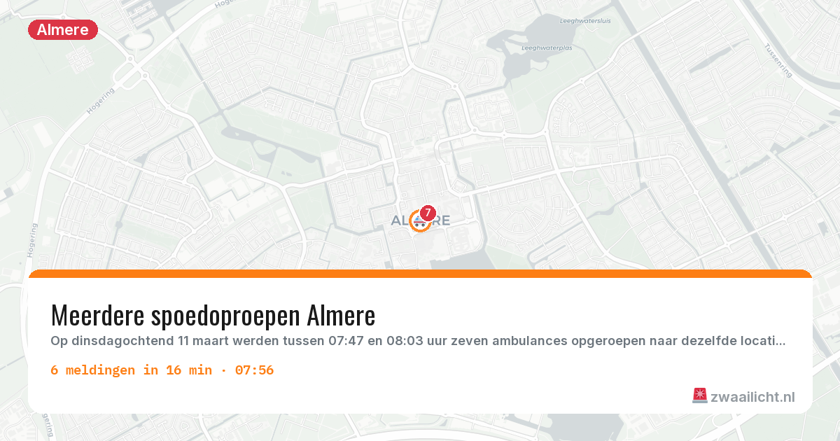 Kaart van de activiteitspiek bij Almere