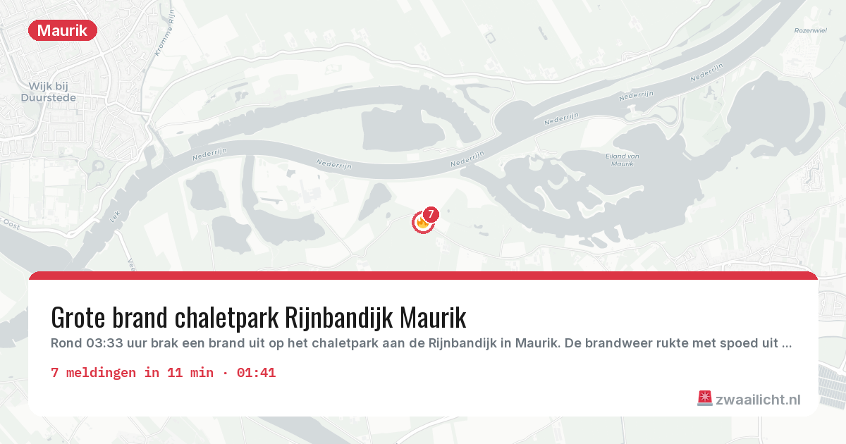 Kaart van de activiteitspiek bij Maurik