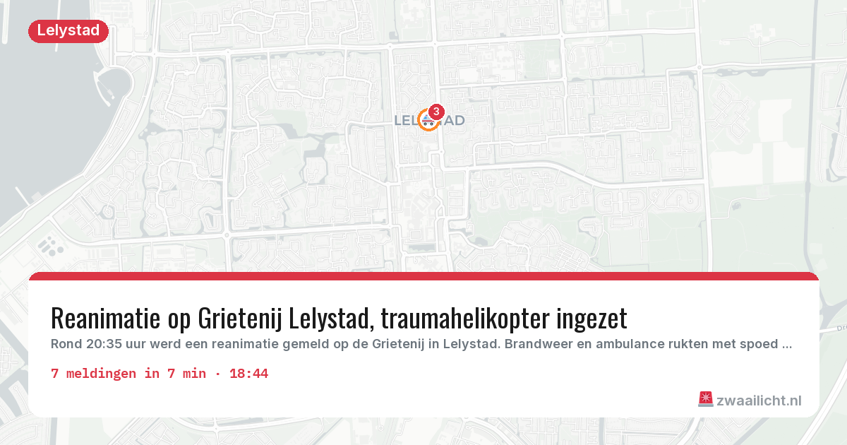 Kaart van de activiteitspiek bij Lelystad