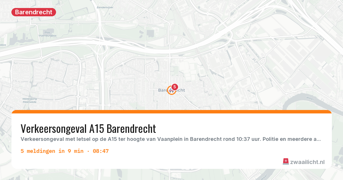 Kaart van de activiteitspiek bij Barendrecht