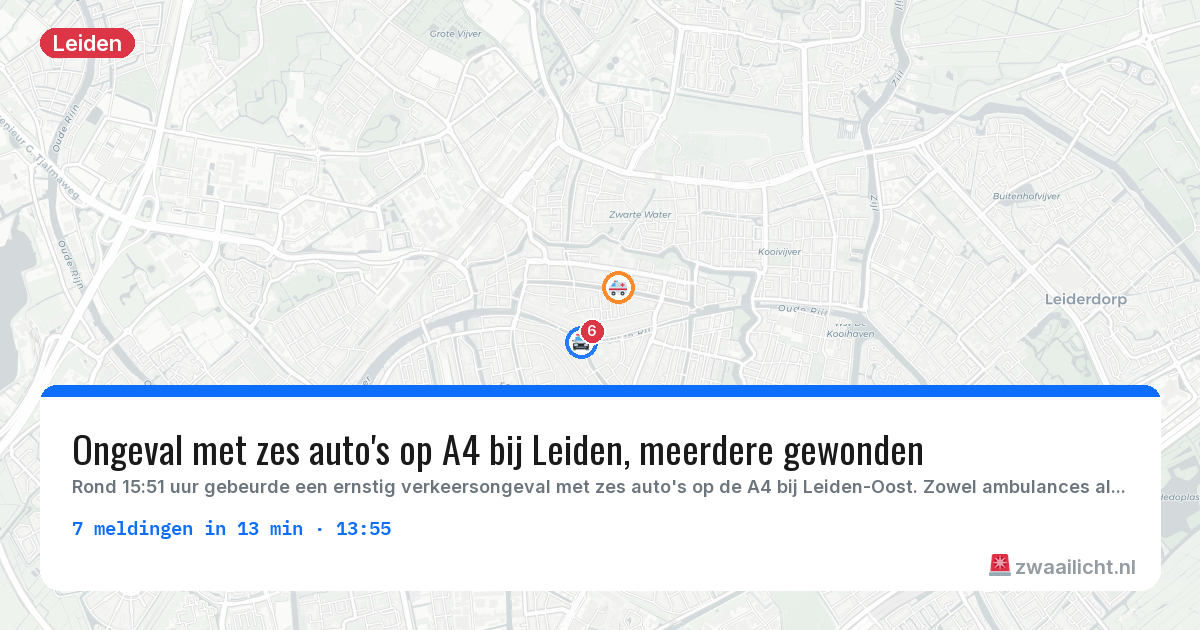 Kaart van de activiteitspiek bij Leiden