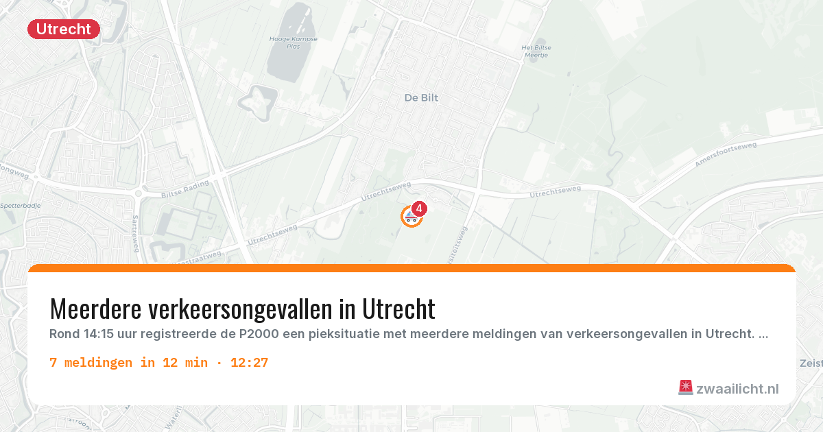 Kaart van de activiteitspiek bij Utrecht