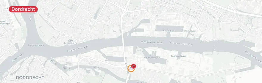 Kaart van Fietsongeval Fietspad Oostzijde Rondweg Dordrecht