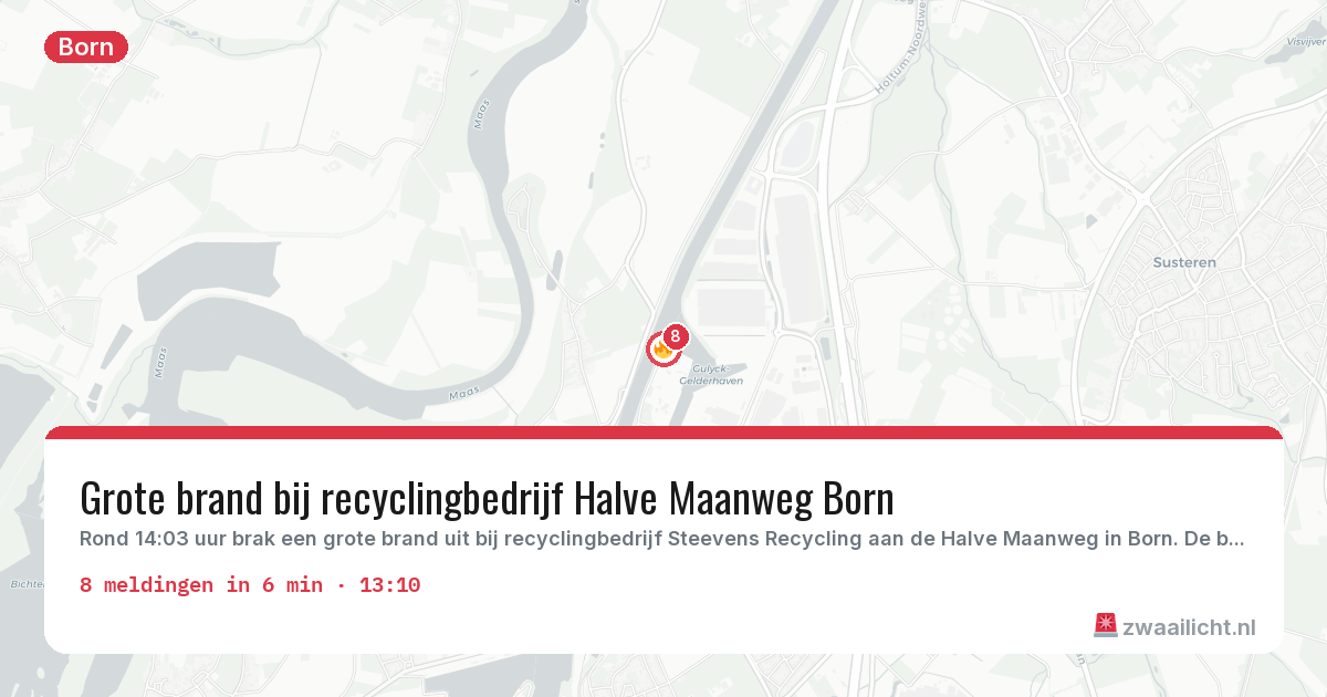 Kaart van de activiteitspiek bij Born