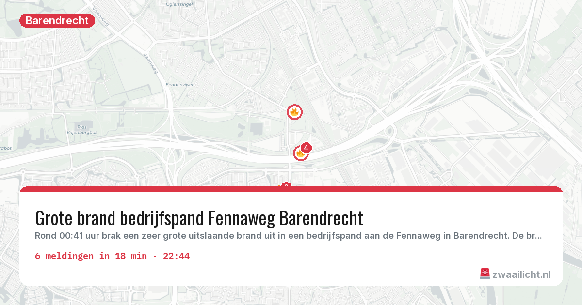 Kaart van de activiteitspiek bij Barendrecht