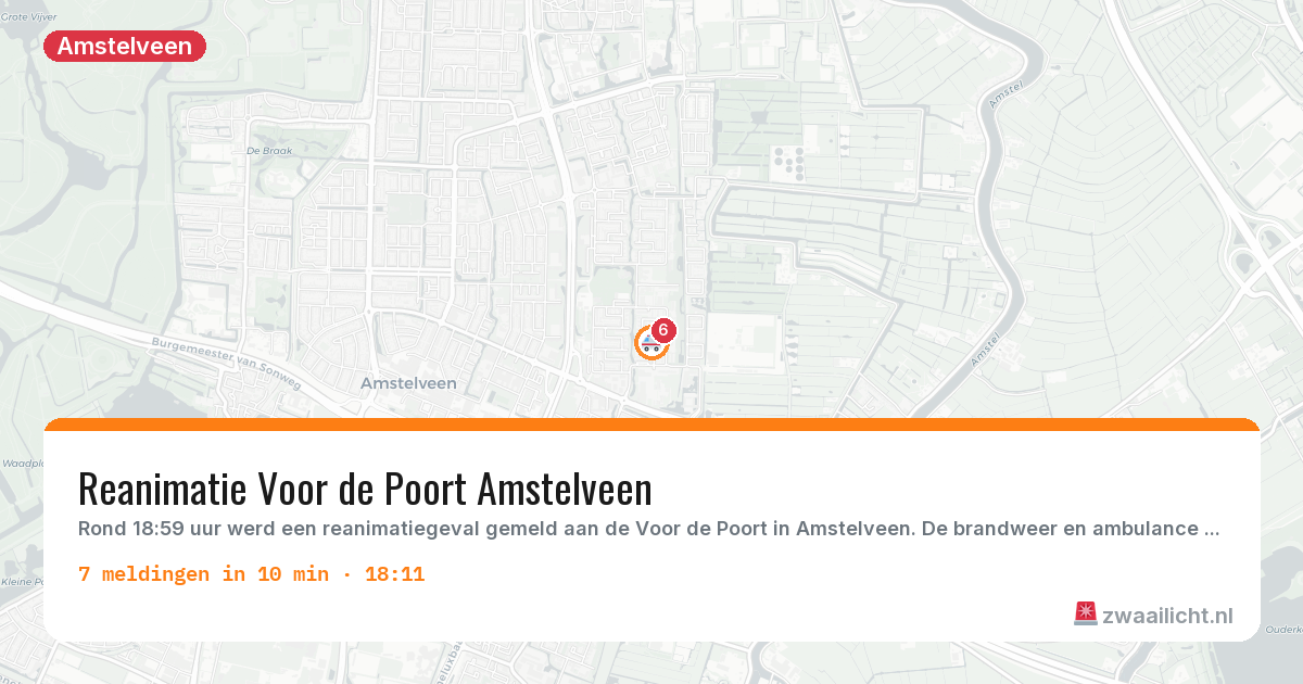 Kaart van de activiteitspiek bij Amstelveen