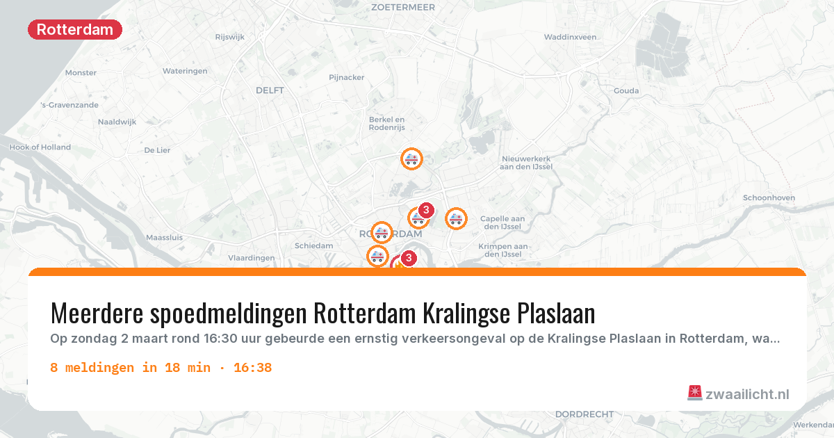 Kaart van de activiteitspiek bij Rotterdam