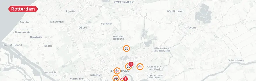 Kaart van Meerdere spoedmeldingen Rotterdam Kralingse Plaslaan