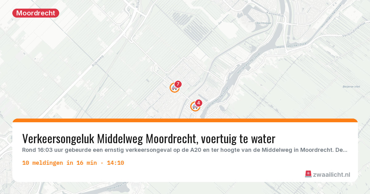 Kaart van de activiteitspiek bij Moordrecht