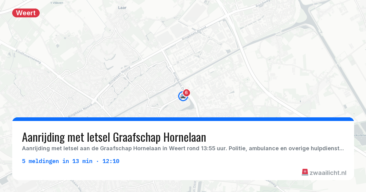 Kaart van de activiteitspiek bij Weert
