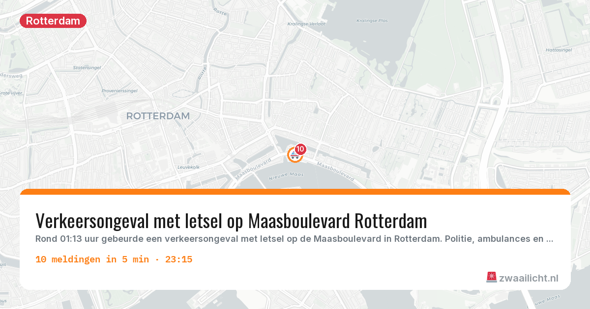 Kaart van de activiteitspiek bij Rotterdam