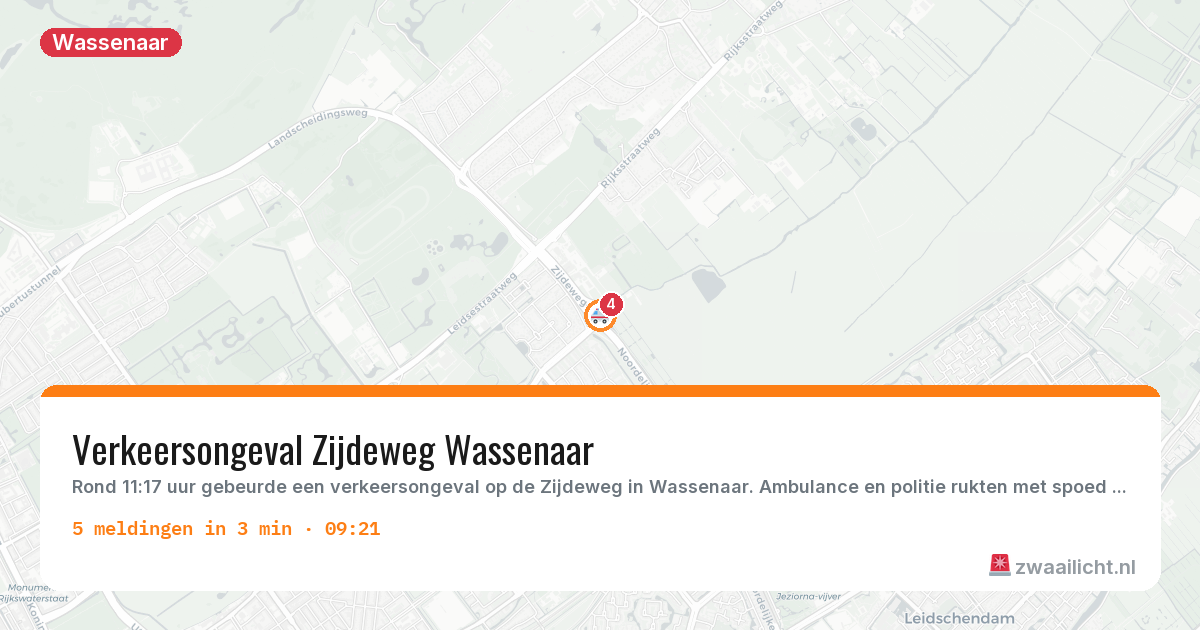 Kaart van de activiteitspiek bij Wassenaar