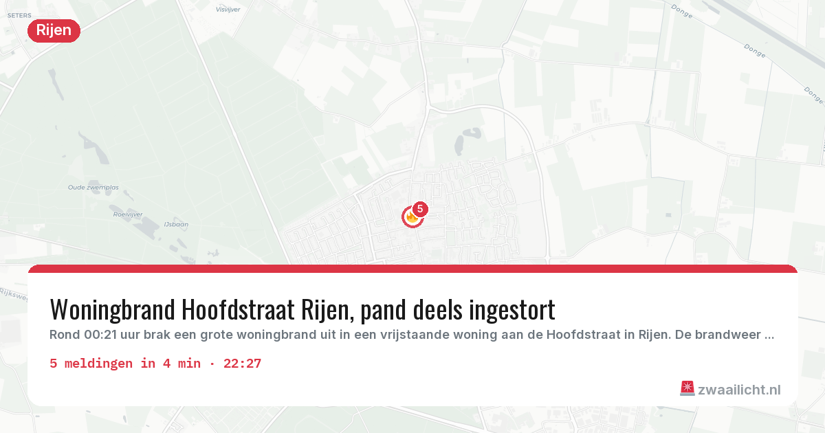 Kaart van de activiteitspiek bij Rijen