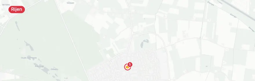 Kaart van Woningbrand Hoofdstraat Rijen, pand deels ingestort