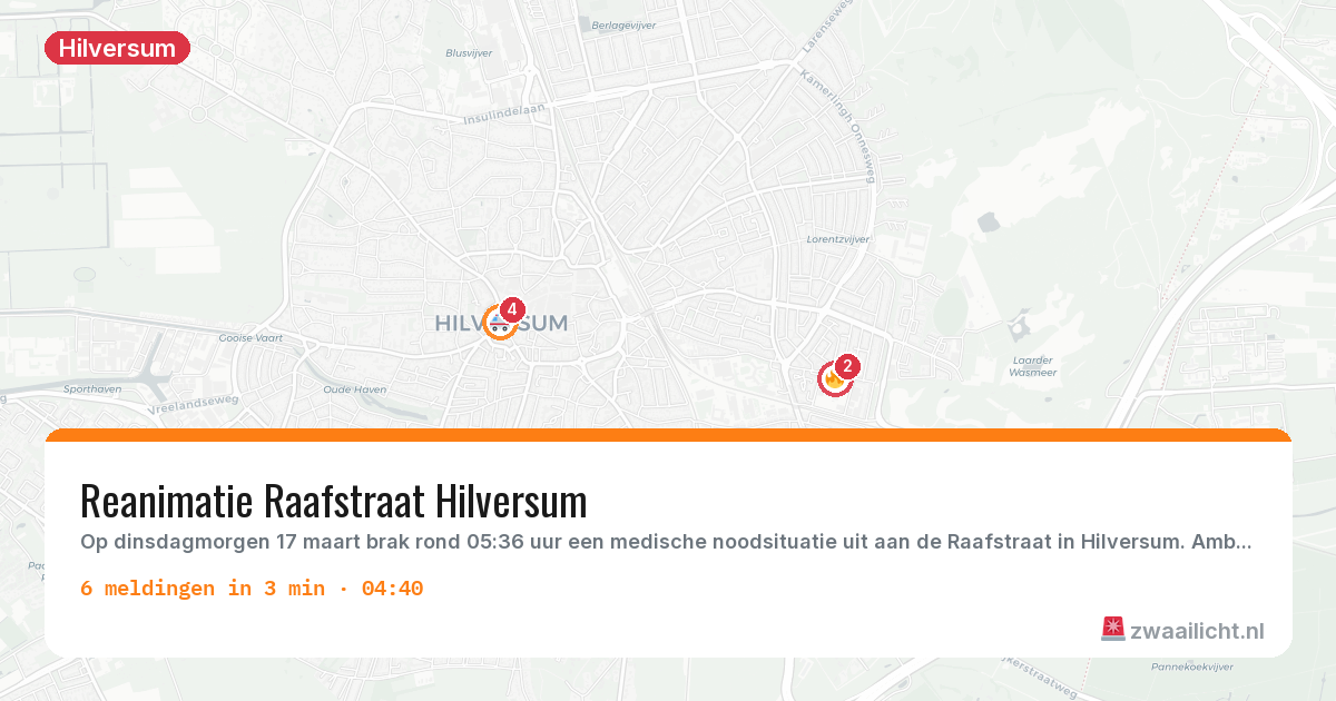 Kaart van de activiteitspiek bij Hilversum