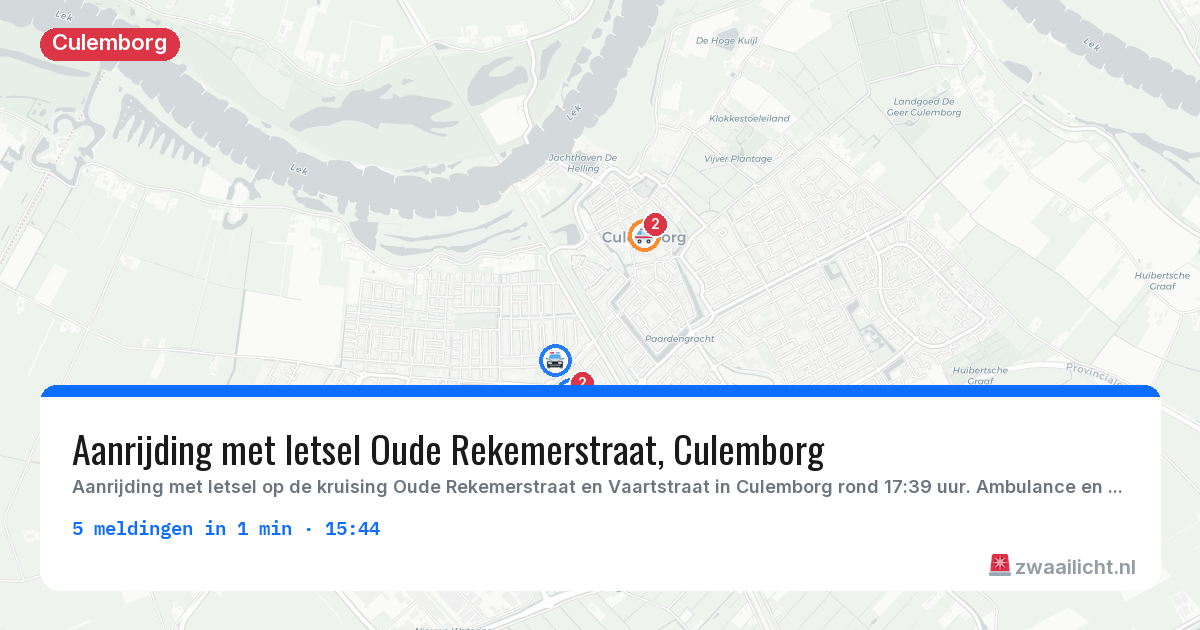 Kaart van de activiteitspiek bij Culemborg