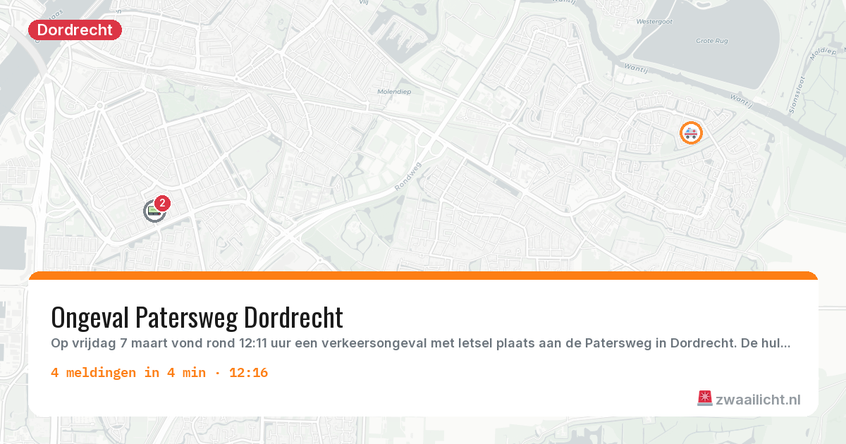 Kaart van de activiteitspiek bij Dordrecht