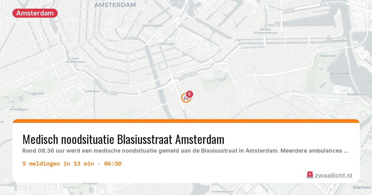 Kaart van de activiteitspiek bij Amsterdam