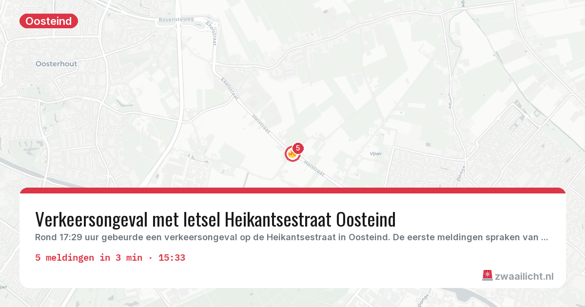 Kaart van de activiteitspiek bij Oosteind