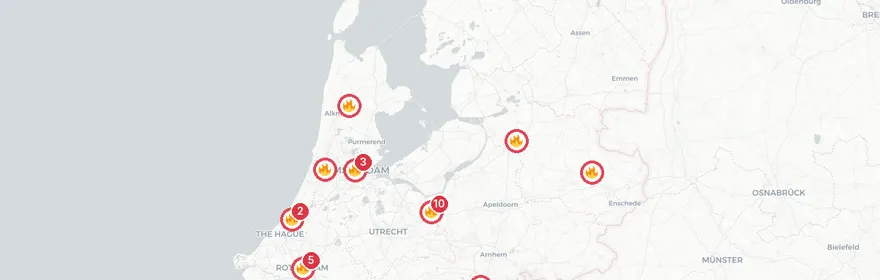 Kaart van Zeer grote brand Weldammerlaan Hoevelaken