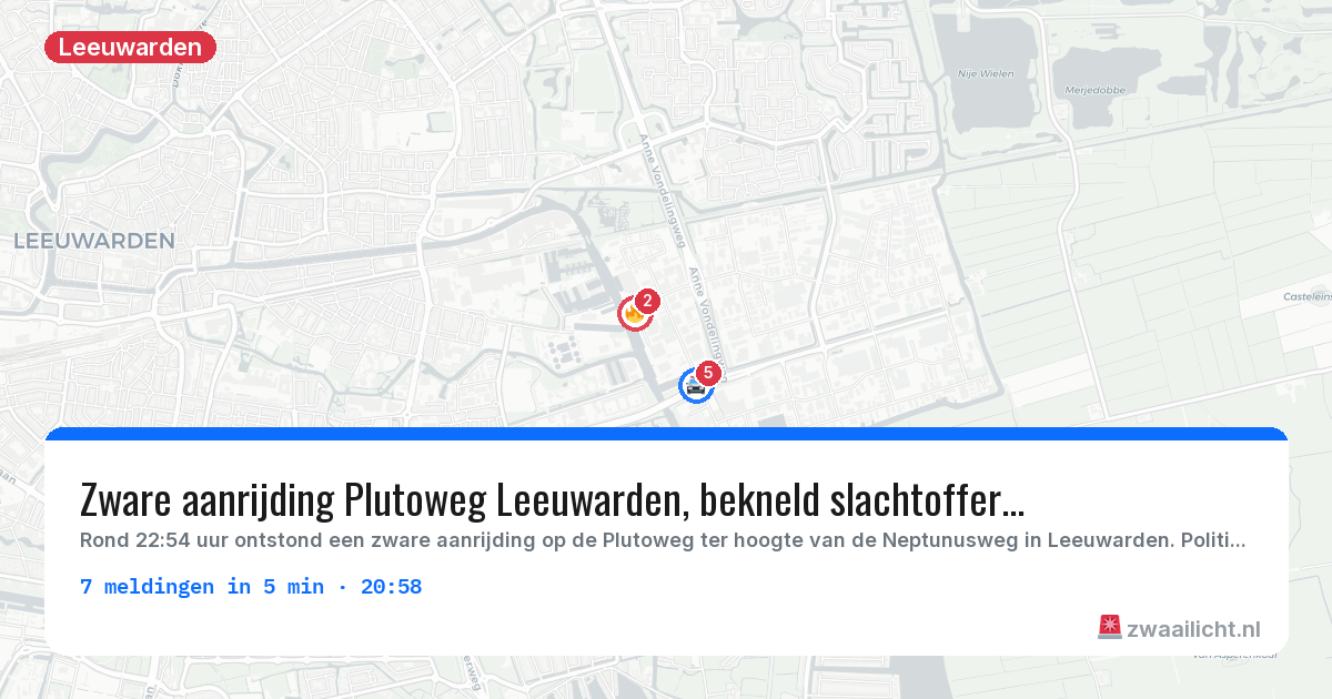 Kaart van de activiteitspiek bij Leeuwarden
