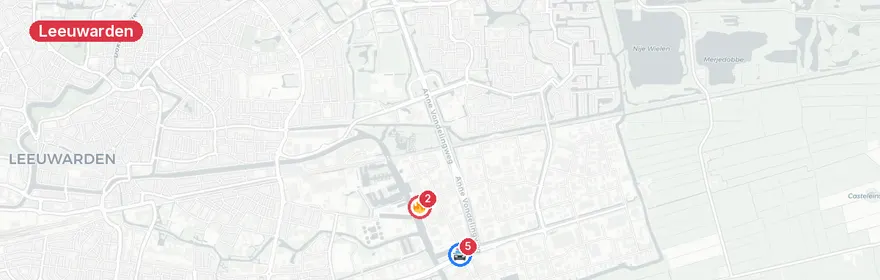 Kaart van Zware aanrijding Plutoweg Leeuwarden, bekneld slachtoffer...