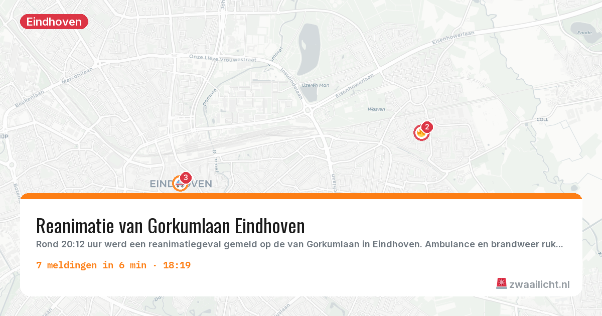 Kaart van de activiteitspiek bij Eindhoven