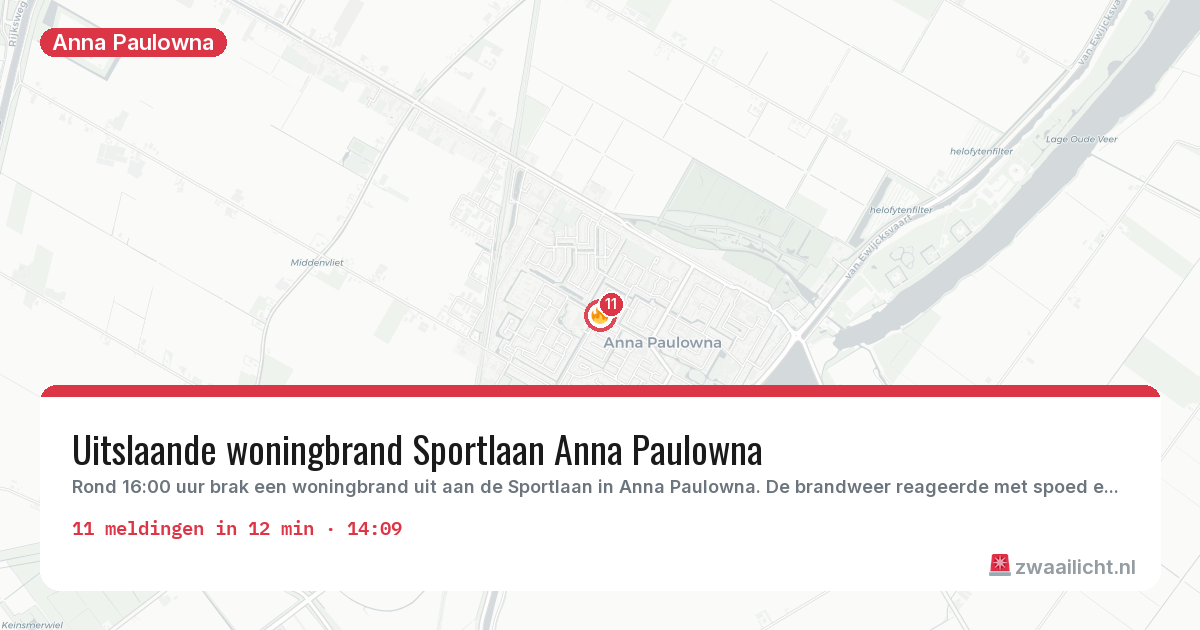 Kaart van de activiteitspiek bij Anna Paulowna
