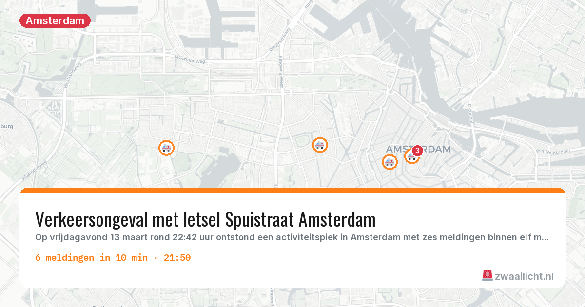 Kaart van de activiteitspiek bij Amsterdam