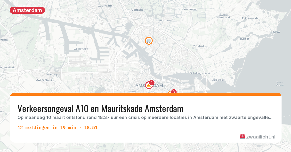 Kaart van de activiteitspiek bij Amsterdam