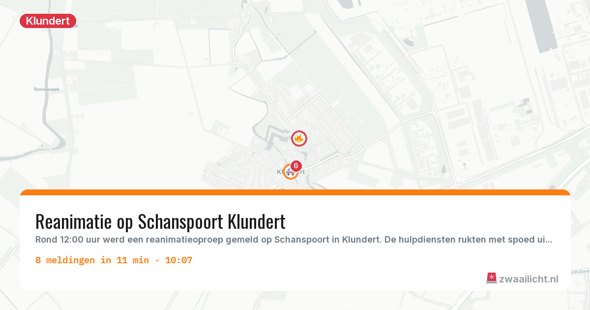 Kaart van de activiteitspiek bij Klundert