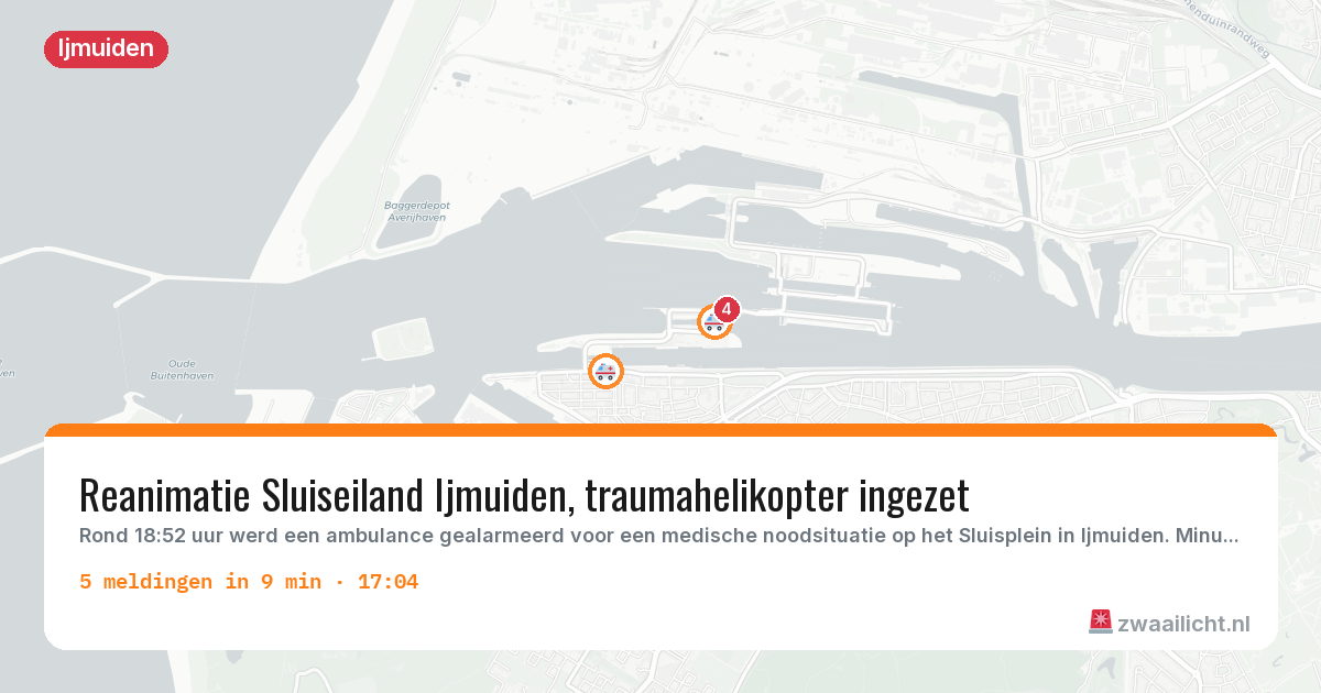 Kaart van de activiteitspiek bij Ijmuiden