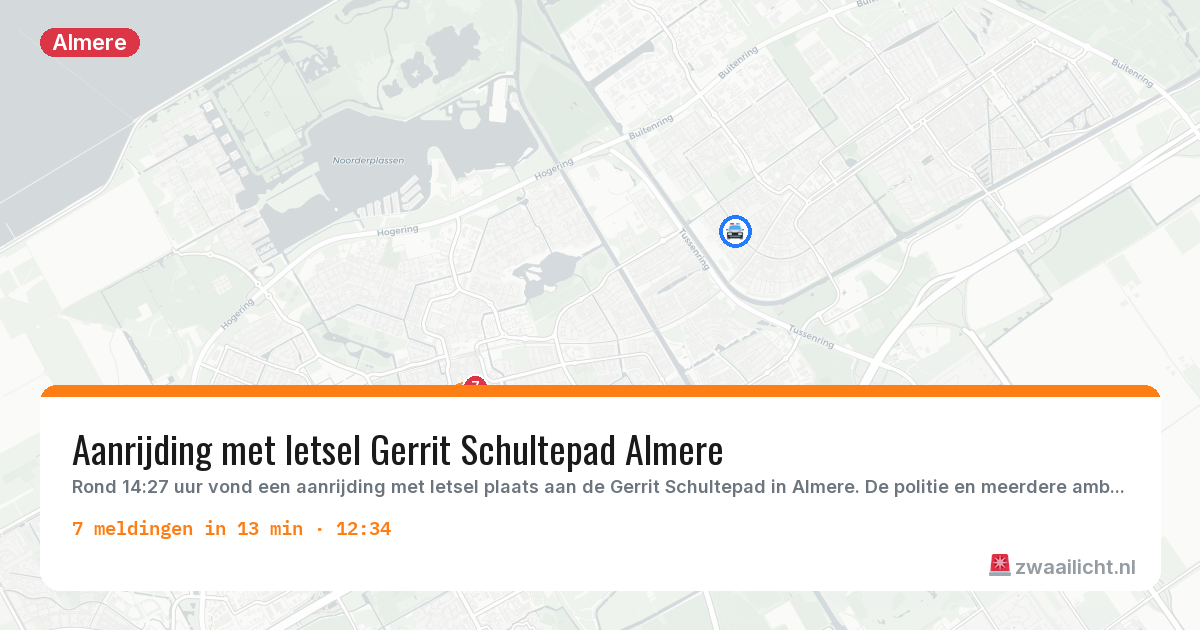 Kaart van de activiteitspiek bij Almere