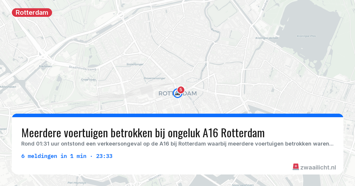 Kaart van de activiteitspiek bij Rotterdam