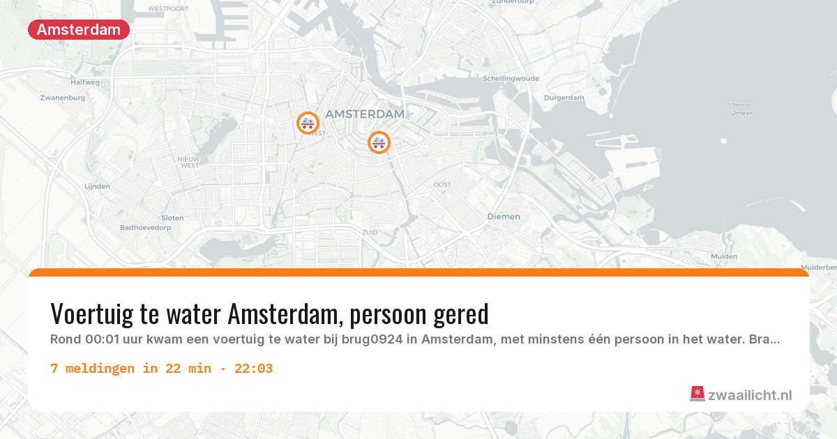 Kaart van de activiteitspiek bij Amsterdam