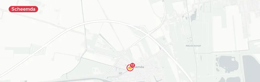 Kaart van Zeer grote woningbrand Kerkstraat Scheemda