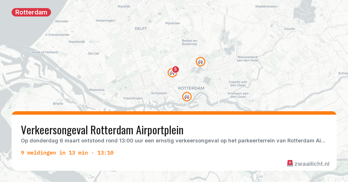 Kaart van de activiteitspiek bij Rotterdam