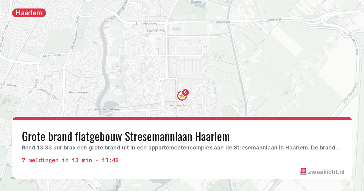 Kaart van de activiteitspiek bij Haarlem
