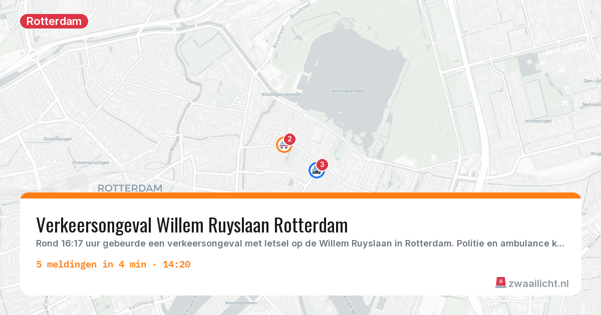 Kaart van de activiteitspiek bij Rotterdam