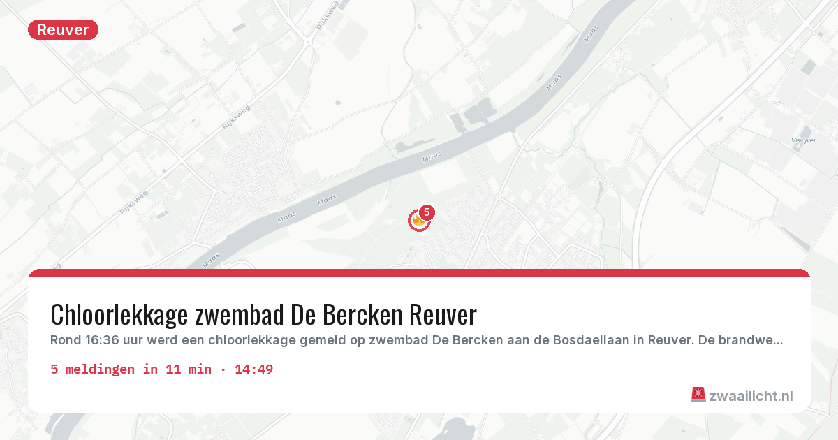 Kaart van de activiteitspiek bij Reuver