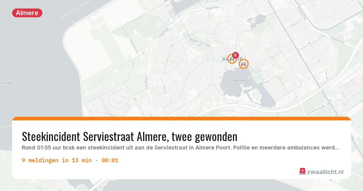 Kaart van de activiteitspiek bij Almere