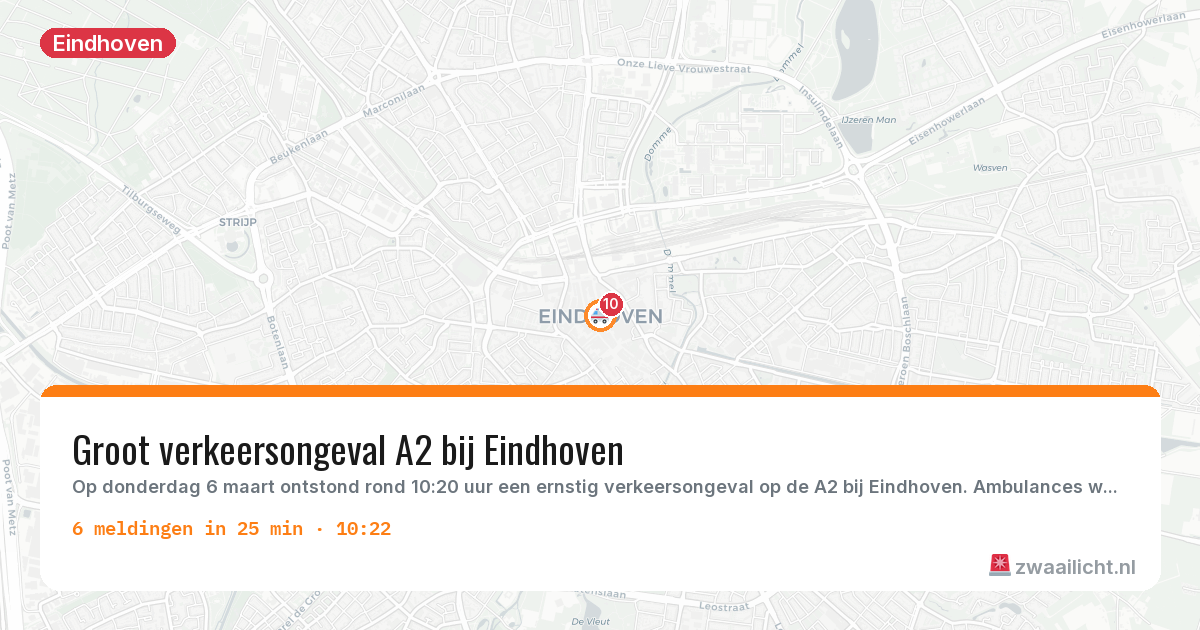 Kaart van de activiteitspiek bij Eindhoven