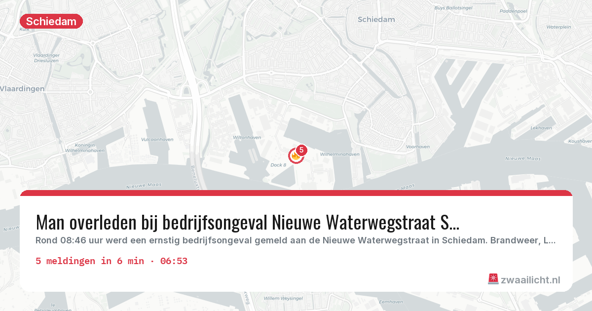 Kaart van de activiteitspiek bij Schiedam