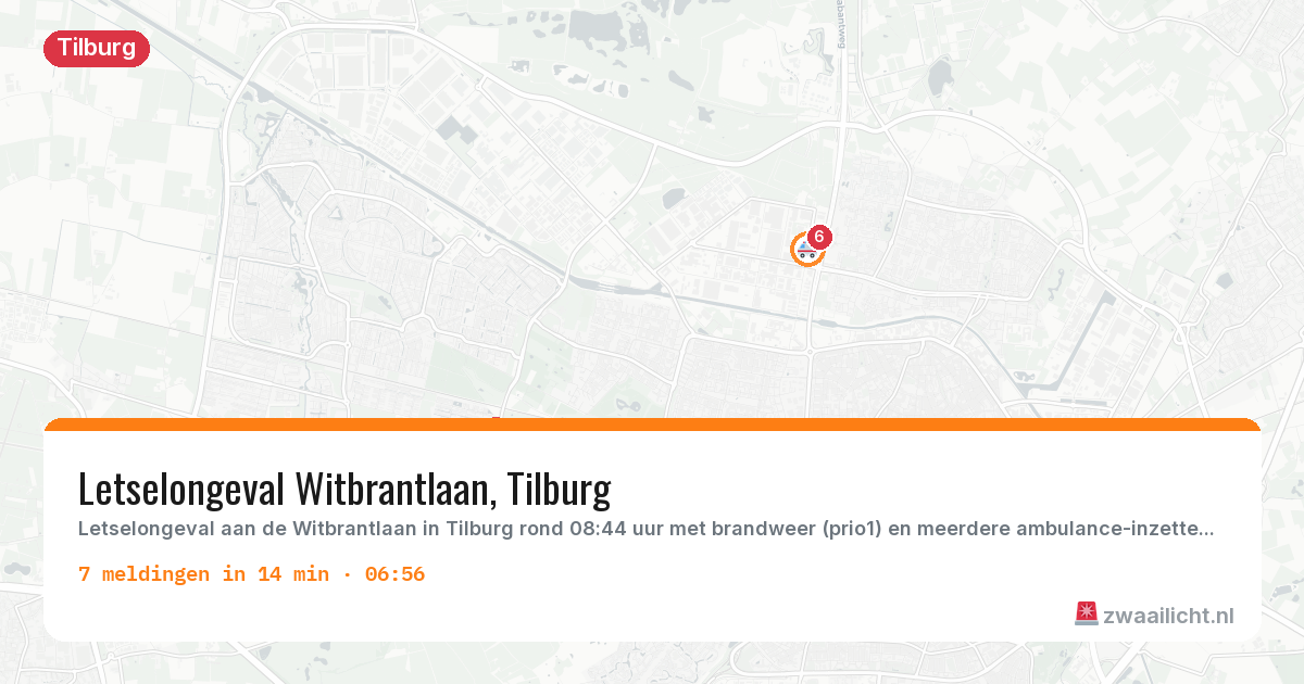 Kaart van de activiteitspiek bij Tilburg