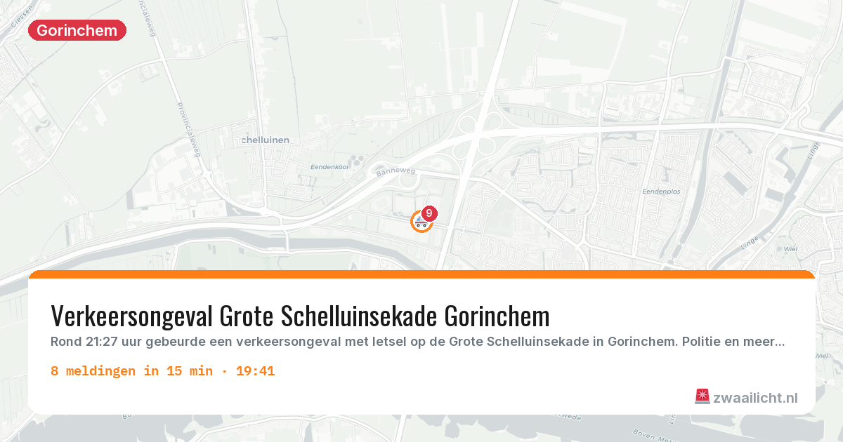 Kaart van de activiteitspiek bij Gorinchem