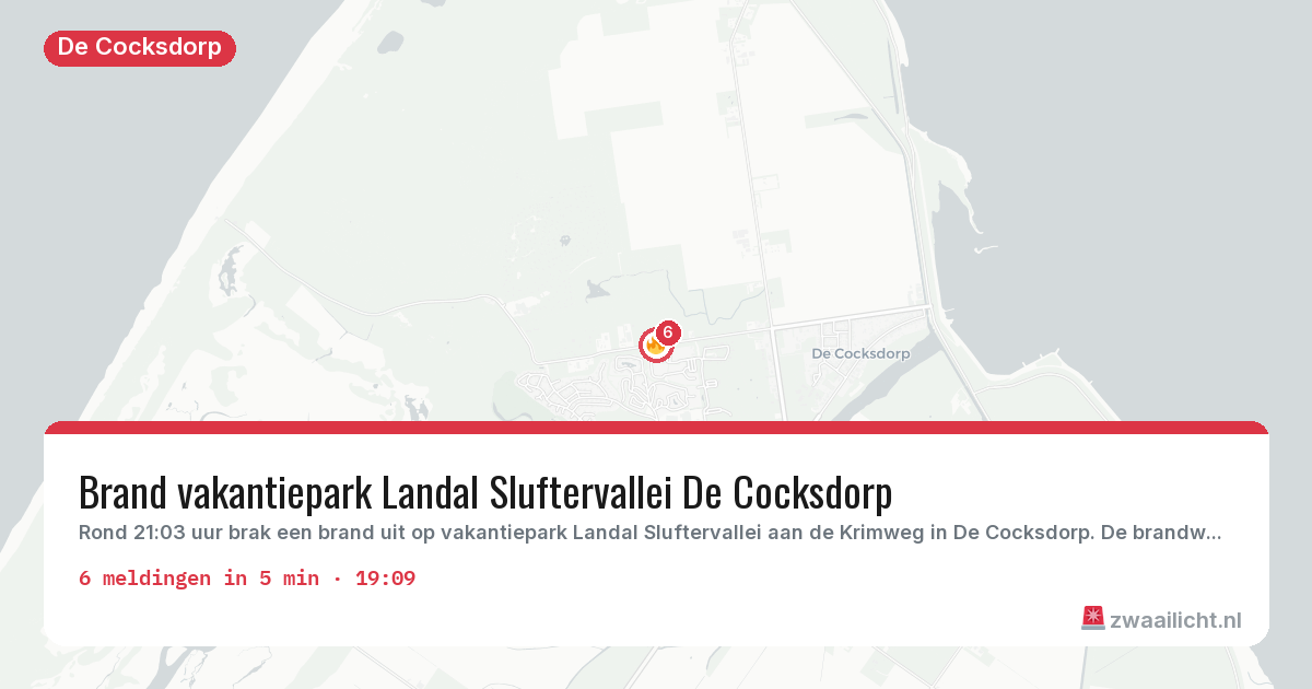 Kaart van de activiteitspiek bij De Cocksdorp