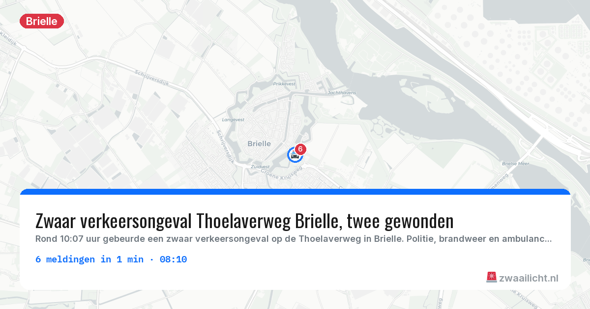 Kaart van de activiteitspiek bij Brielle