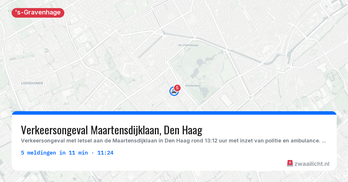 Kaart van de activiteitspiek bij 's-Gravenhage